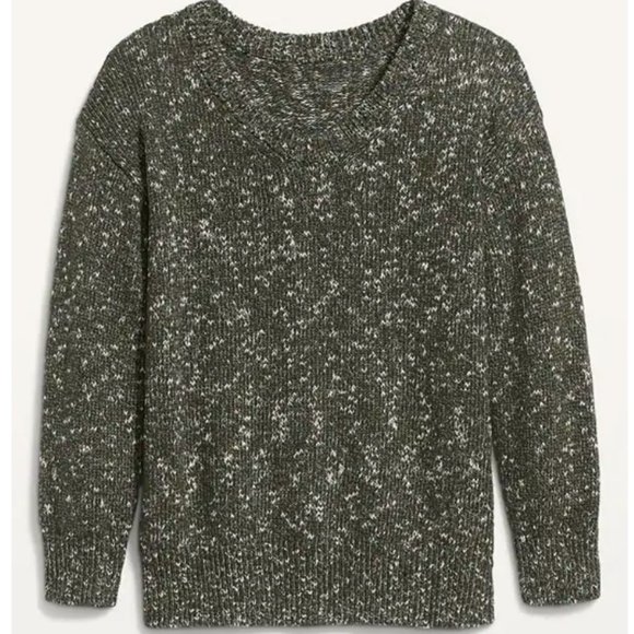 NWT Old Navy Knitted Cotton-Blend Sweater; Speckled Green; Medium (Regular) - Picture 3 of 10